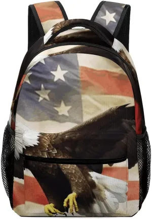 Laptop Backpack for Men Women Lightweight Daypack with Compartment Rucksack Flag Fly Eagle Laptop Bag
