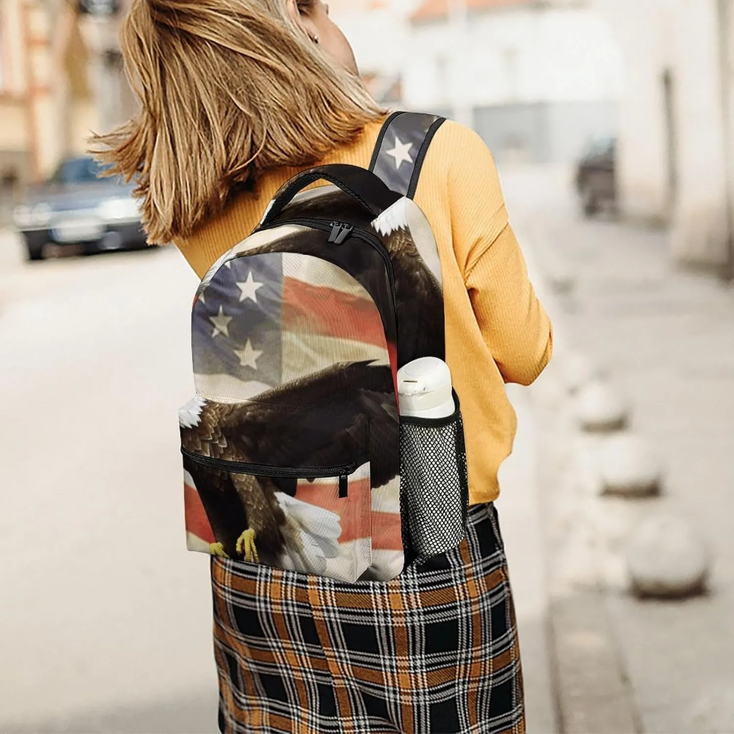 Laptop Backpack for Men Women Lightweight Daypack with Compartment Rucksack Flag Fly Eagle Laptop Bag