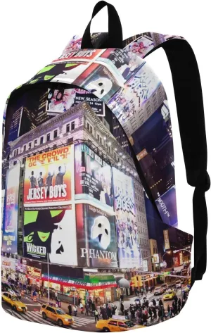 Laptop Backpack Times Square New York Broadway Travel Daypack Airline Approved Casual Computer Bussiness Carry On Luggage Bag Weekender Trip Work Fit 15.6" Notebook