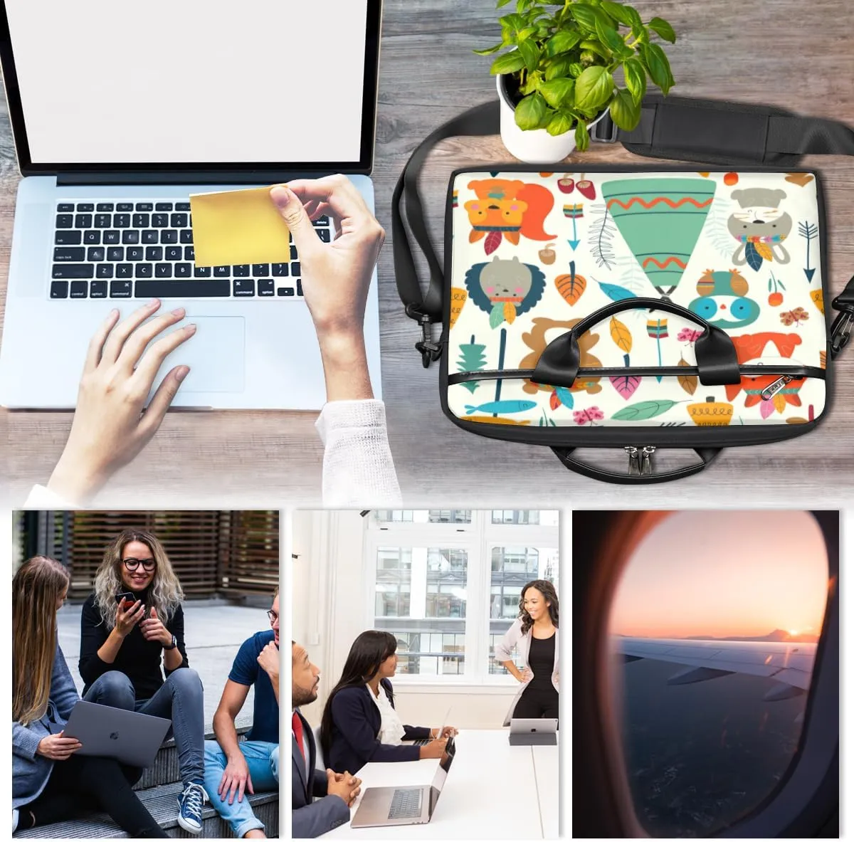 Laptop Bag Case Shoulder Messenger Carrying Bag 13 14 15 Inch Waterproof Computer Sleeve Cover