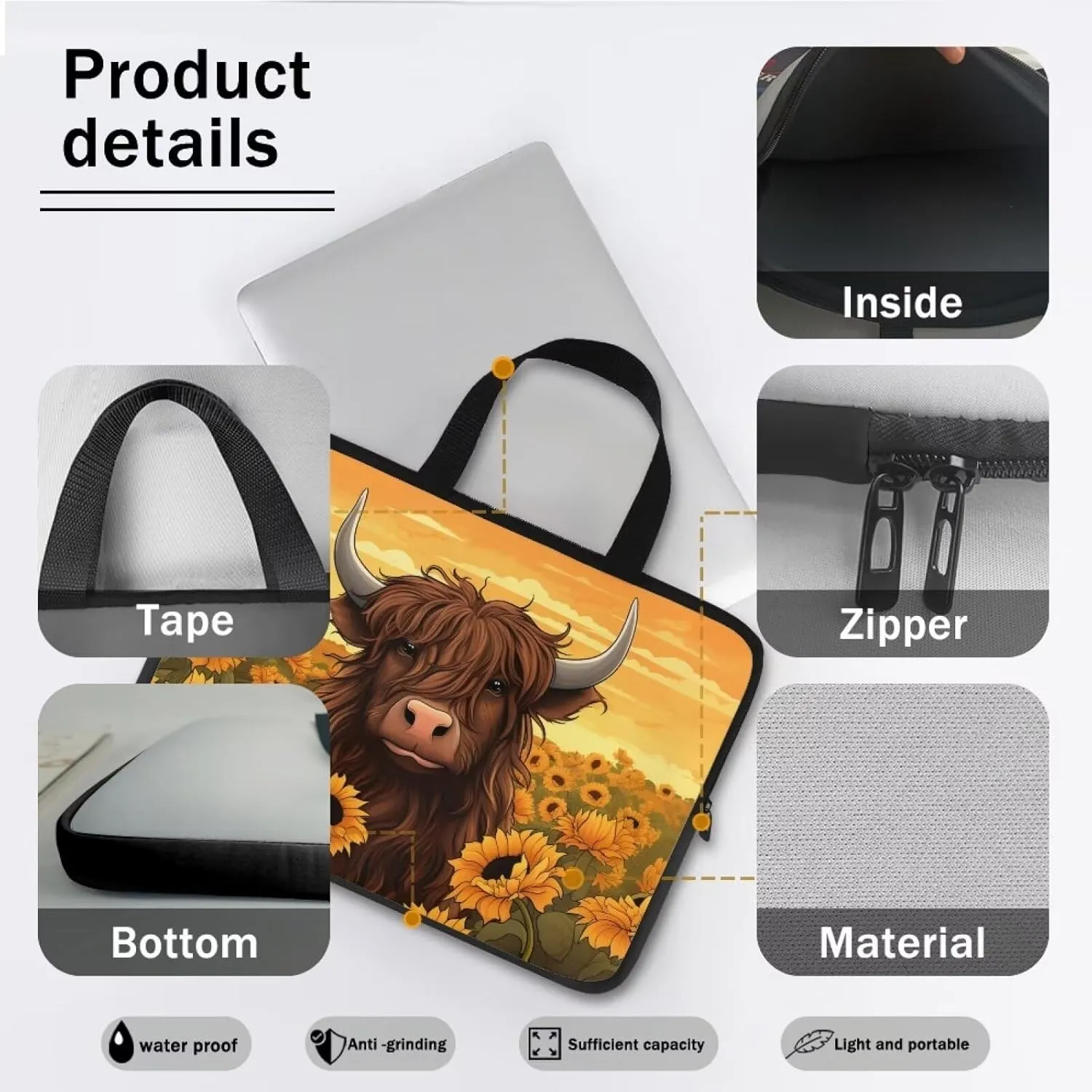 Laptop Carrying Case for Women Men Trendy 10-17 Inch Laptop Bags with Durable Hand Strap Nice Gifts for Friends