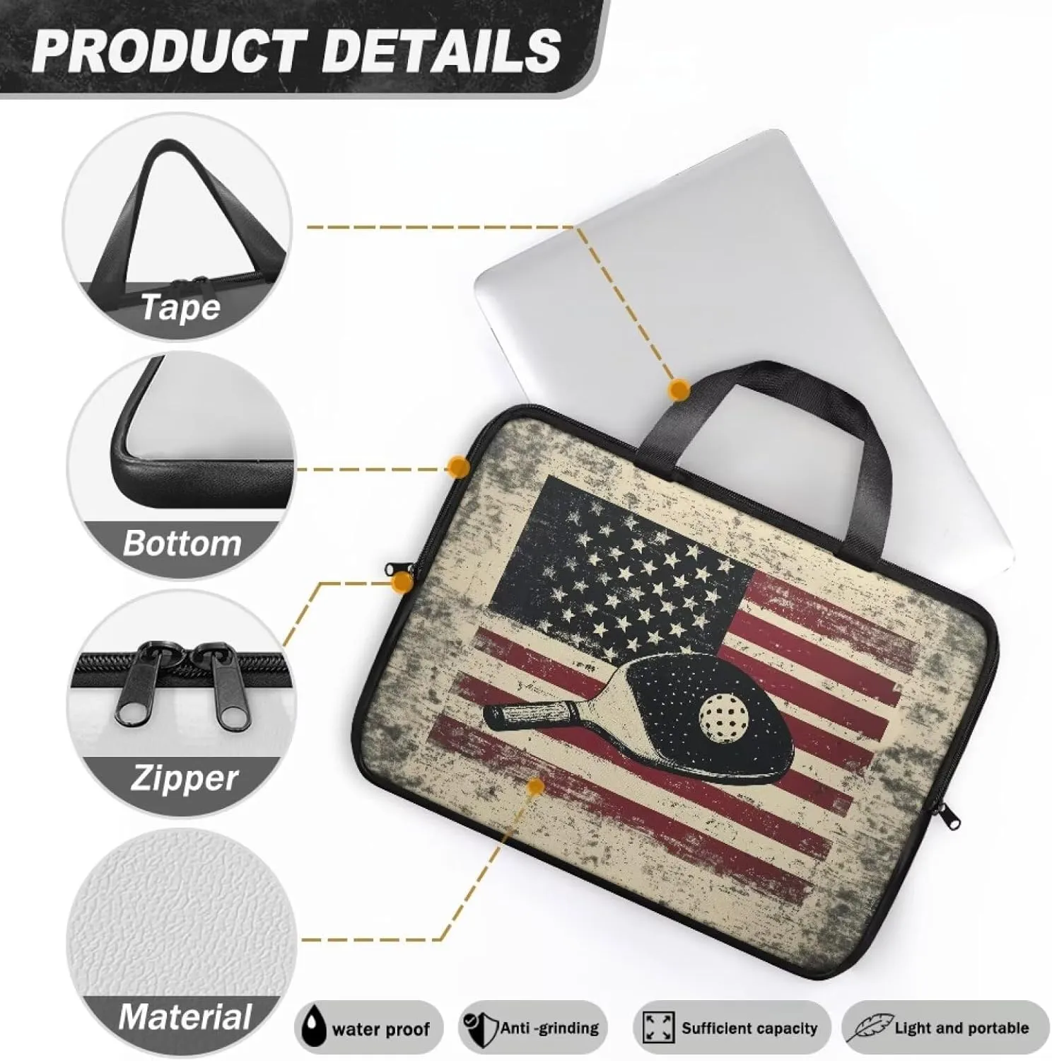 Laptop Carrying Case Large Capacity Travel Laptop Bag Waterproof Briefcase Portable Computer Protective Sleeves