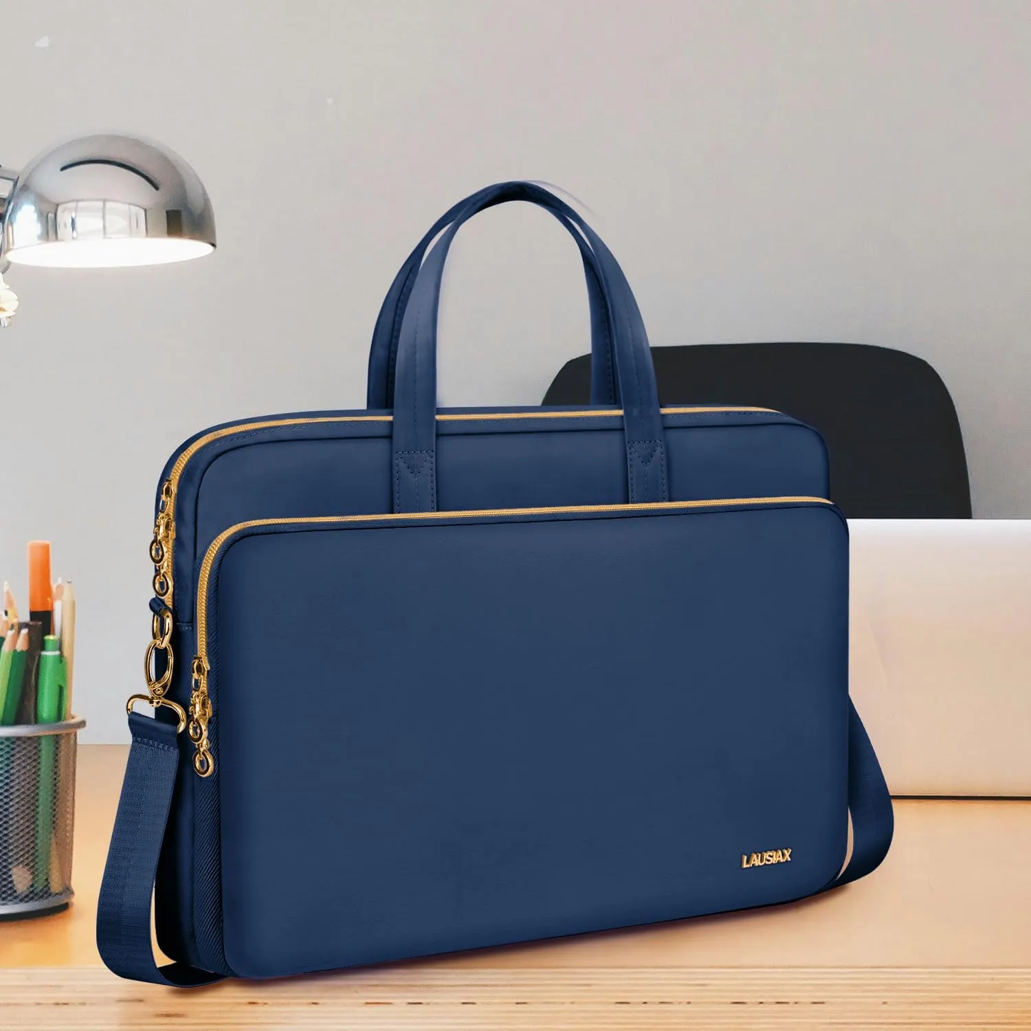 Laptop Case Bag Women Men Computer Sleeve Compatible with MacBook/Dell/HP/Acer/ASUS, Waterproof Shoulder Carrying Briefcase, Blue, 15.6-16 Inch