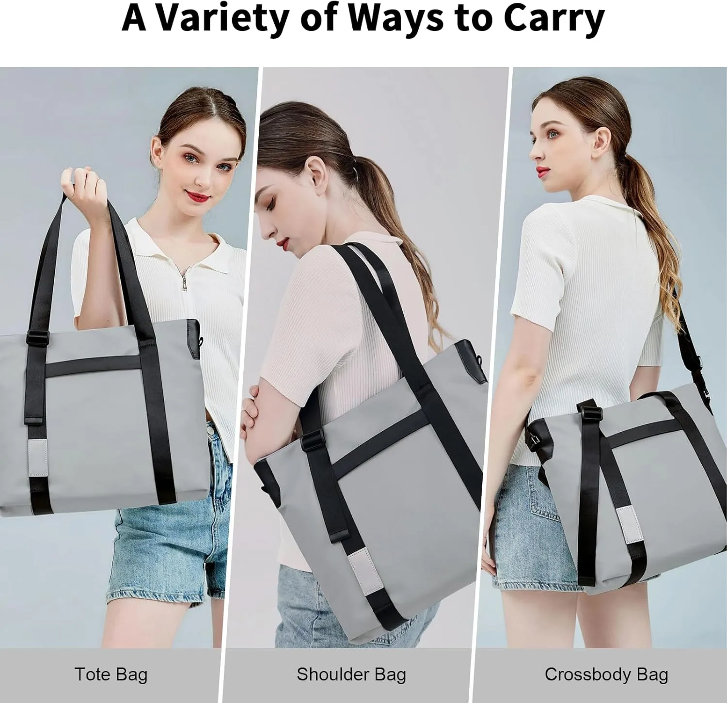 Laptop Tote Bag Women & Men 17"-17.3" Waterproof Work Teacher Bag PU Leath Computer Shoulder Bag for Office, College