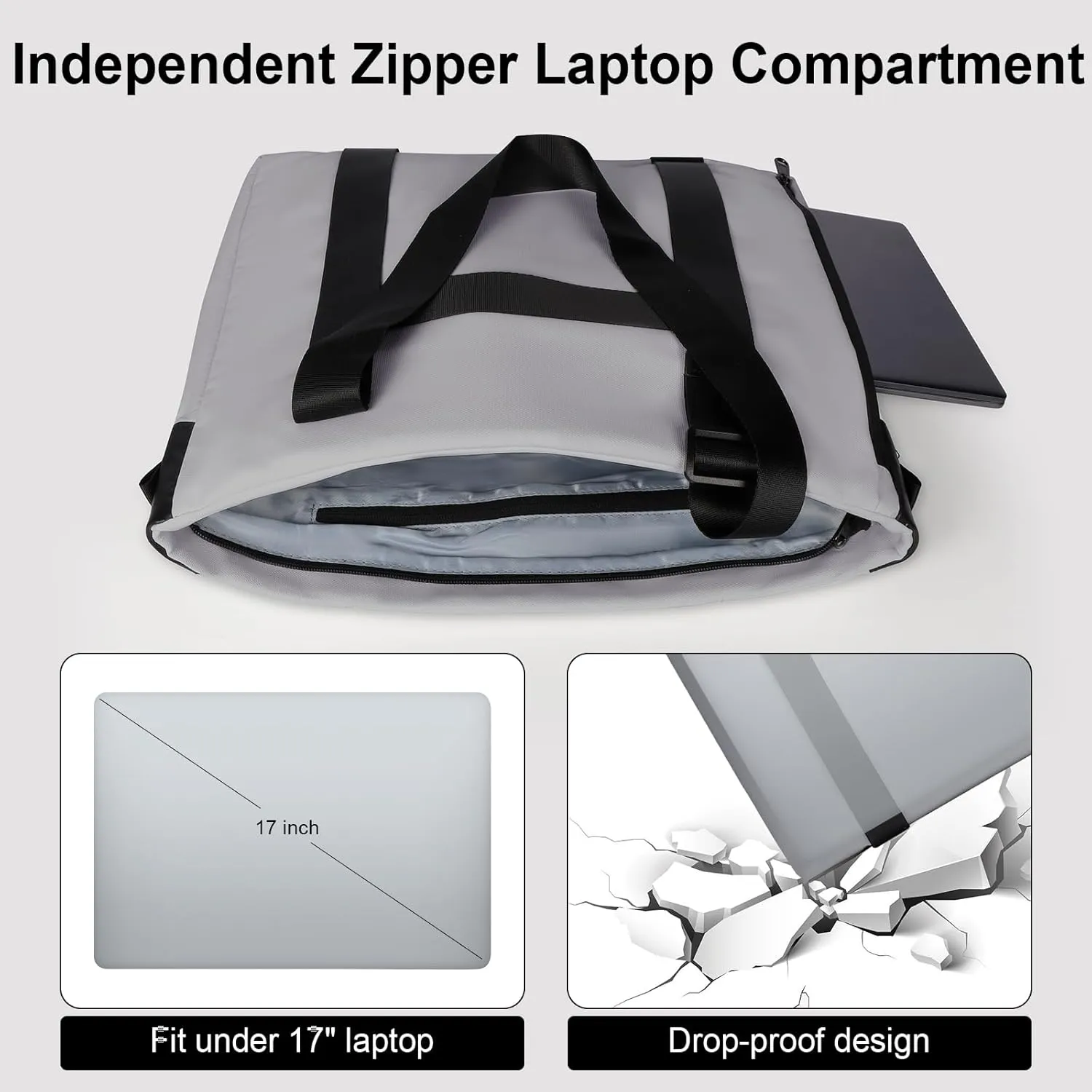 Laptop Tote Bag Women & Men 17"-17.3" Waterproof Work Teacher Bag PU Leath Computer Shoulder Bag for Office, College