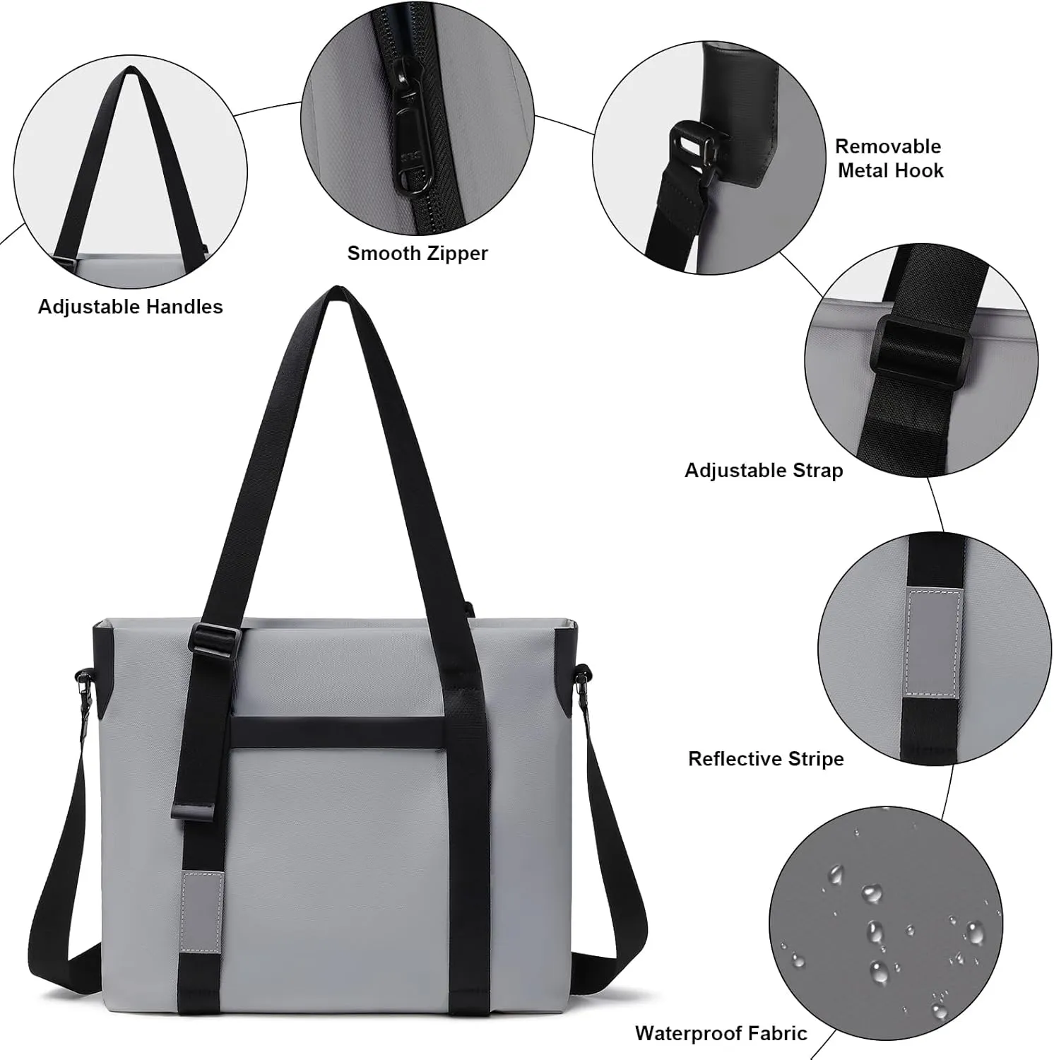 Laptop Tote Bag Women & Men 17"-17.3" Waterproof Work Teacher Bag PU Leath Computer Shoulder Bag for Office, College