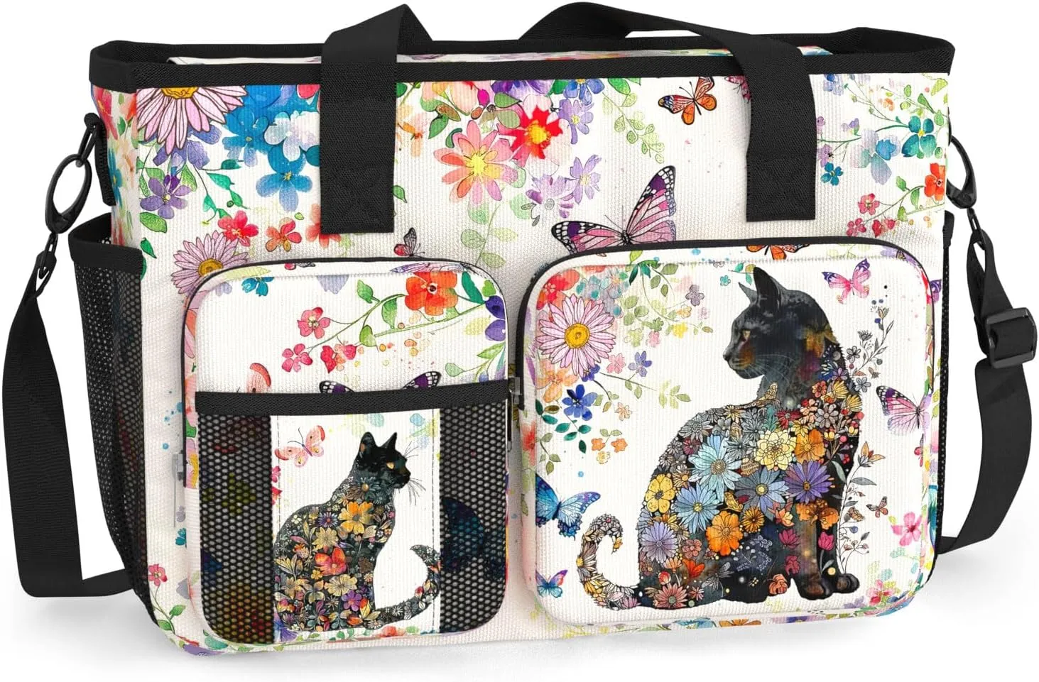 Large Waterproof Work Bag. Shoulder Bag for Work. Gift for Cat Lovers and Owners.