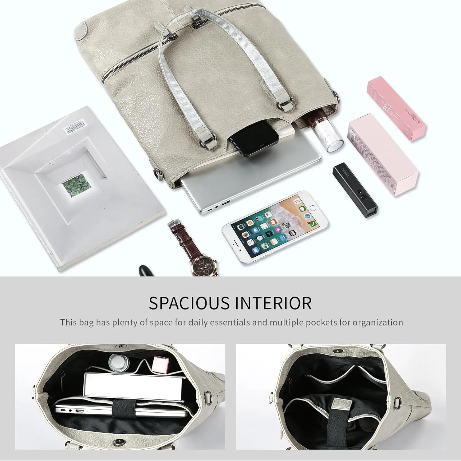 Lassviin Laptop Tote Bag, Leather Work Tote for Computer Bag Waterproof Lightweight Shoulder Bag Purse Handbag Crossbody Bag