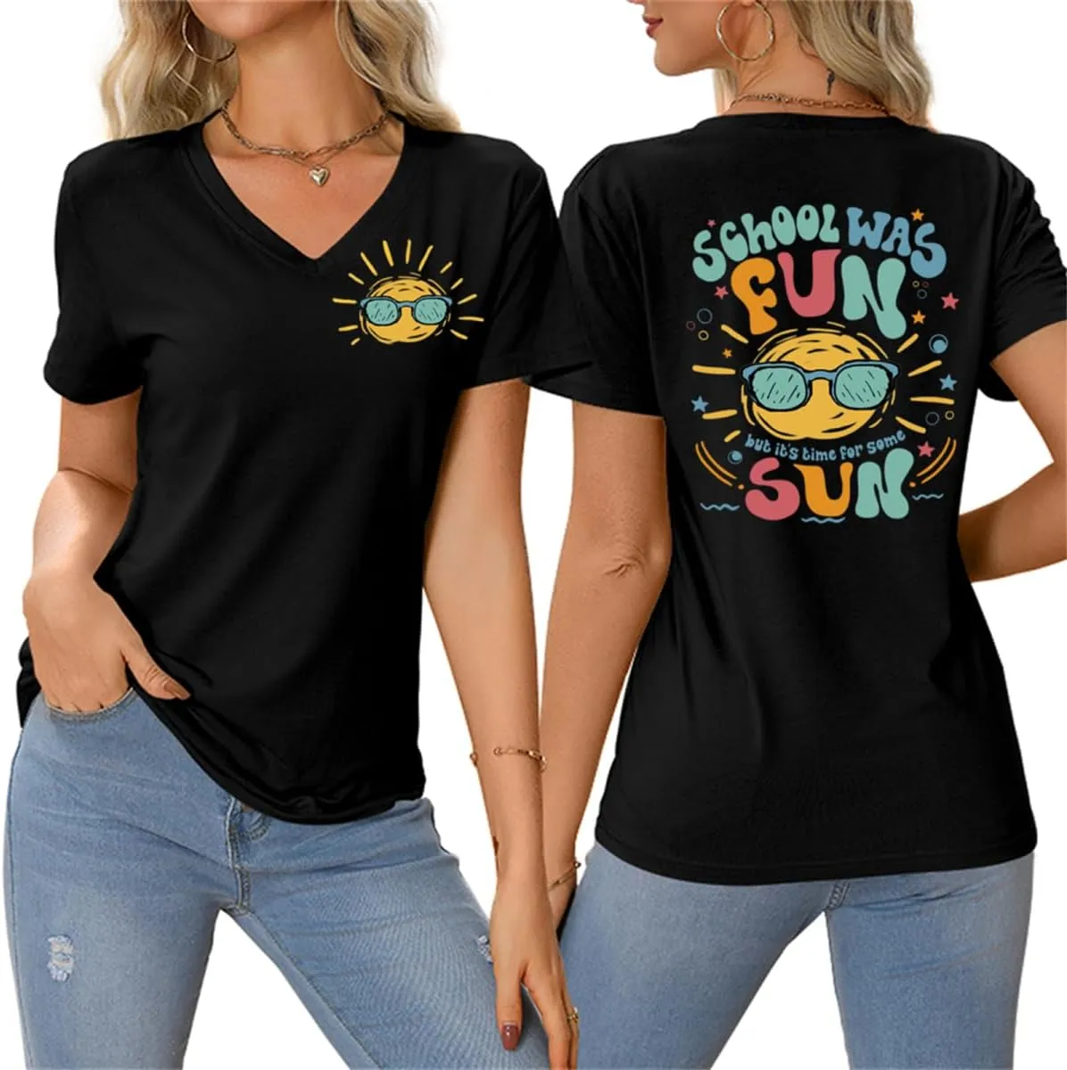 Last Day of School Teacher Shirt Women School was Fun but It's Time for Some Sun Tshirt Funny Summer Break Tee