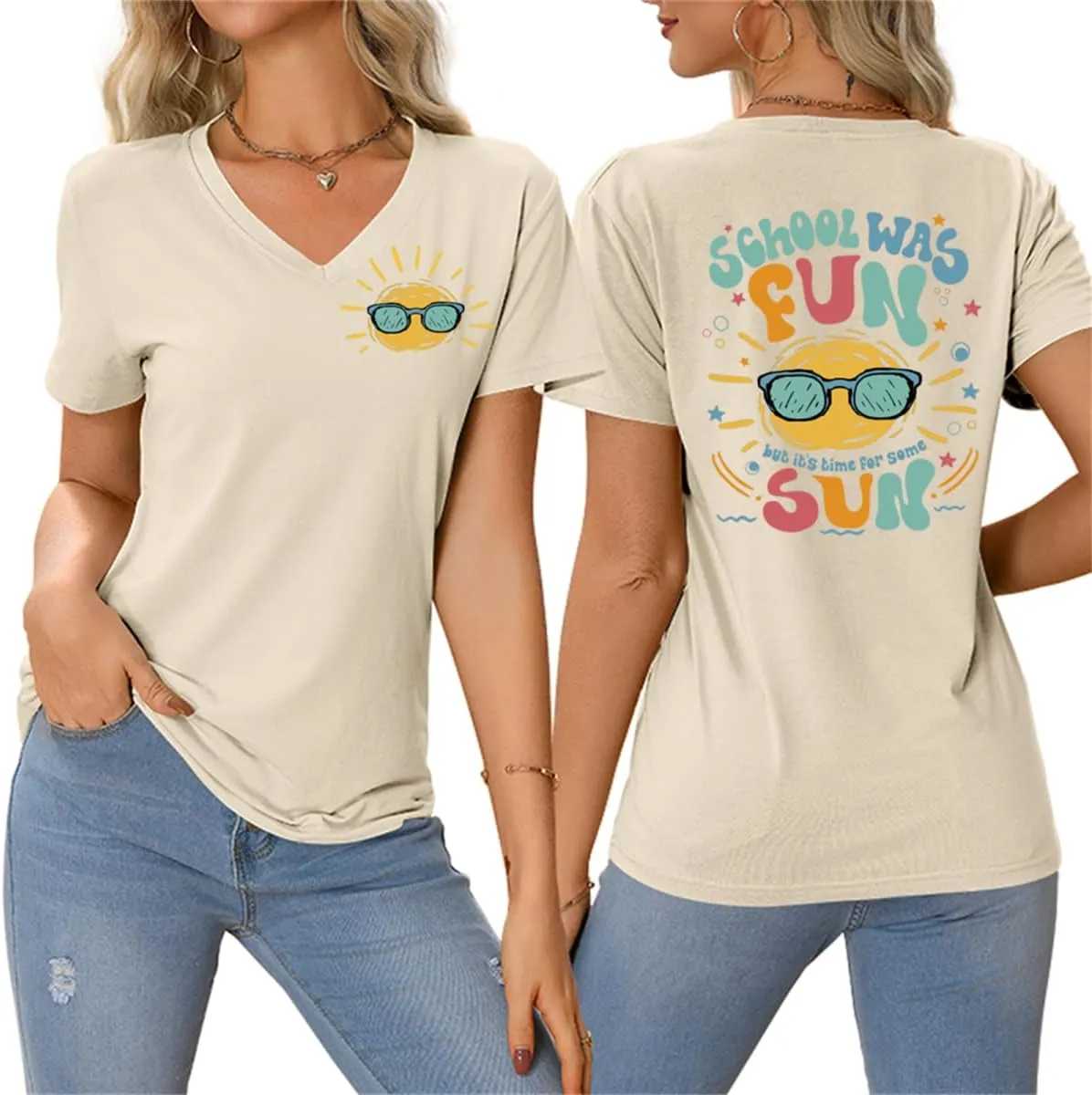 Last Day of School Teacher Shirt Women School was Fun but It's Time for Some Sun Tshirt Funny Summer Break Tee