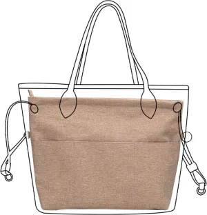 Lckaey Premium Nylon Purse Organizer for neverfull Tote Handbag insert for longchamp and goyard tote Organizers 3097Brown-M