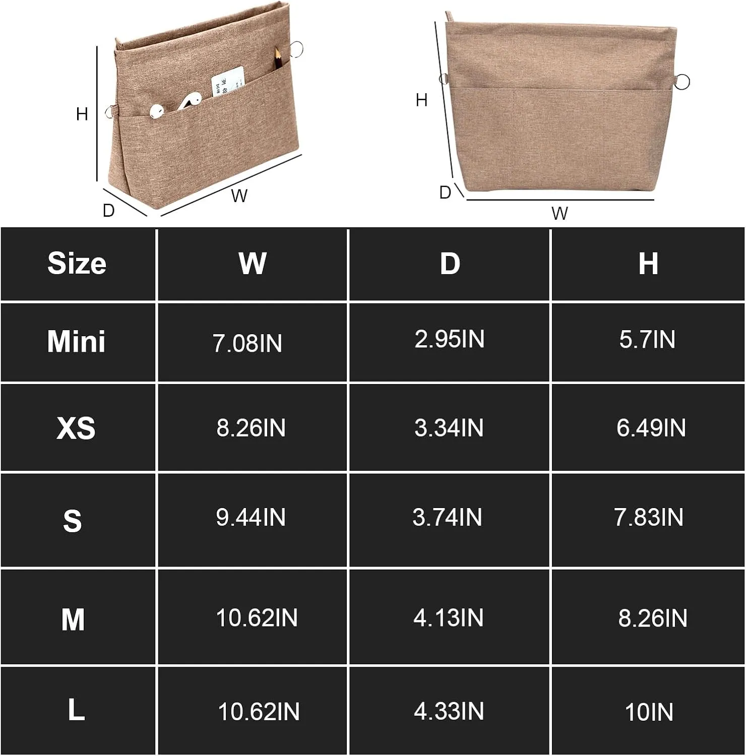 Lckaey Premium Nylon Purse Organizer for neverfull Tote Handbag insert for longchamp and goyard tote Organizers 3097Brown-M
