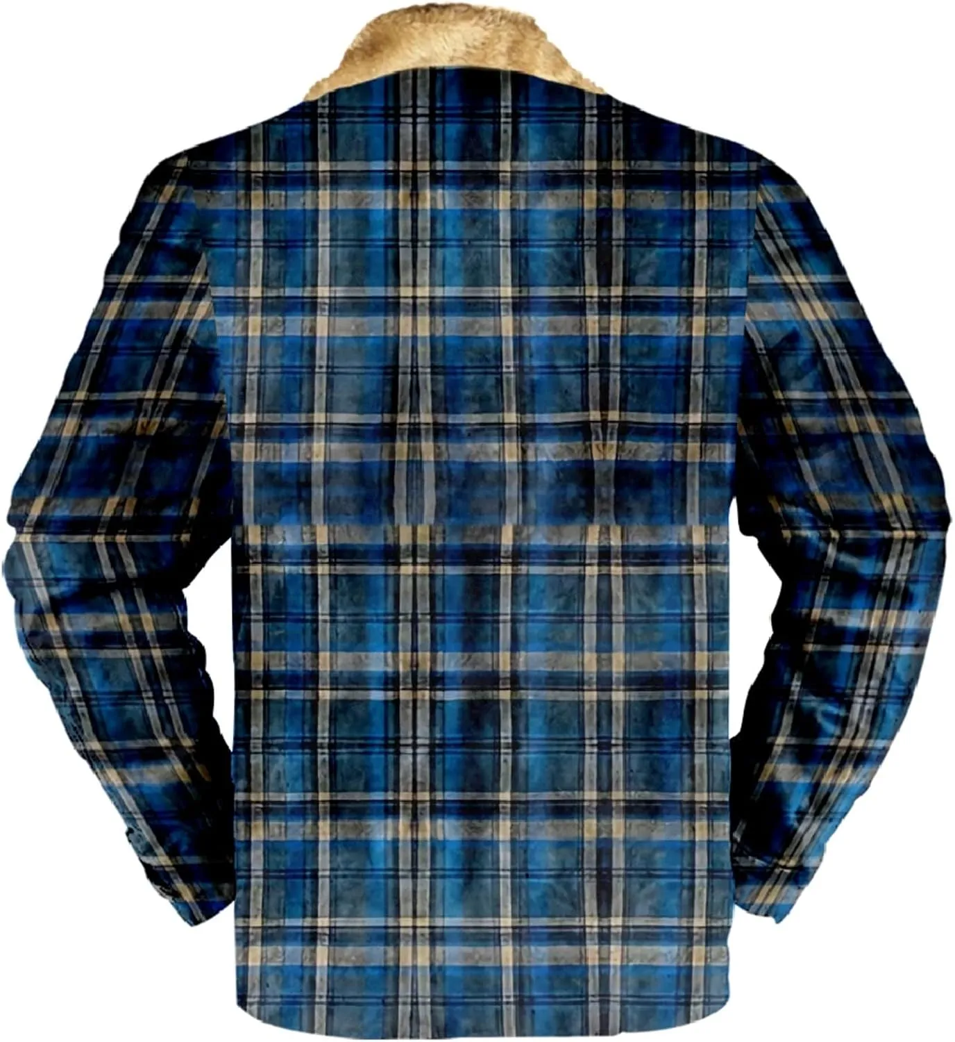LCMTWX Men's Plaid Hooded Shirts Pocket Hooded Padded Loose Shirt Top Jacket Coats Casual Loose Thicken Quilted Sherpa