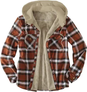 LCMTWX Mens Plaid Jacket Winter Large Plaid Pocket Hooded Loose Coat Plus Velvet Shirt Top Lightweight Shirt Jackets Casual