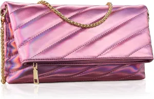 Leather Clutch Evening Purse for Women Envelope Crossbody Bag with Chain Strap Wedding Party Handbags
