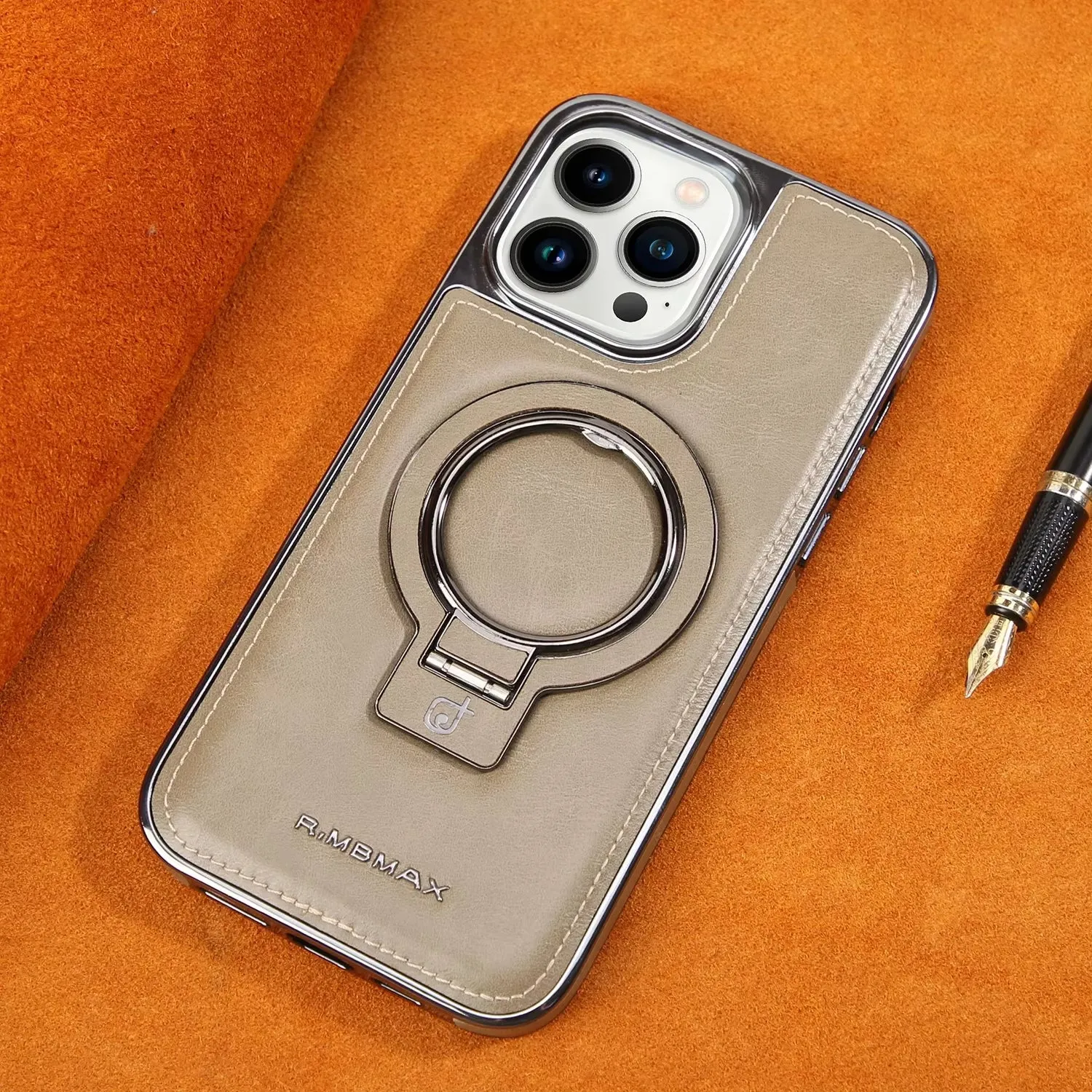 Leather Ring Holder Stand Drop Protection Case