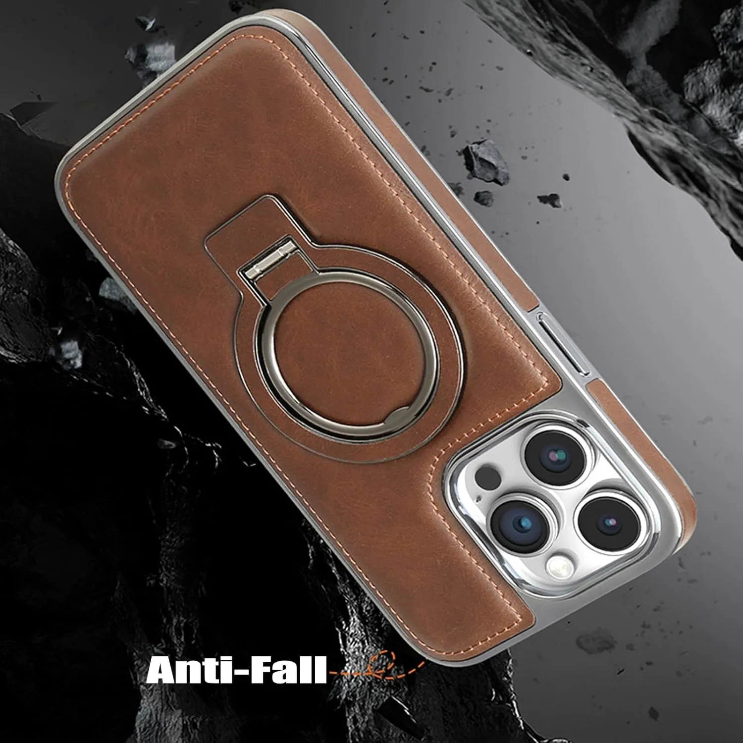 Leather Ring Holder Stand Drop Protection Case