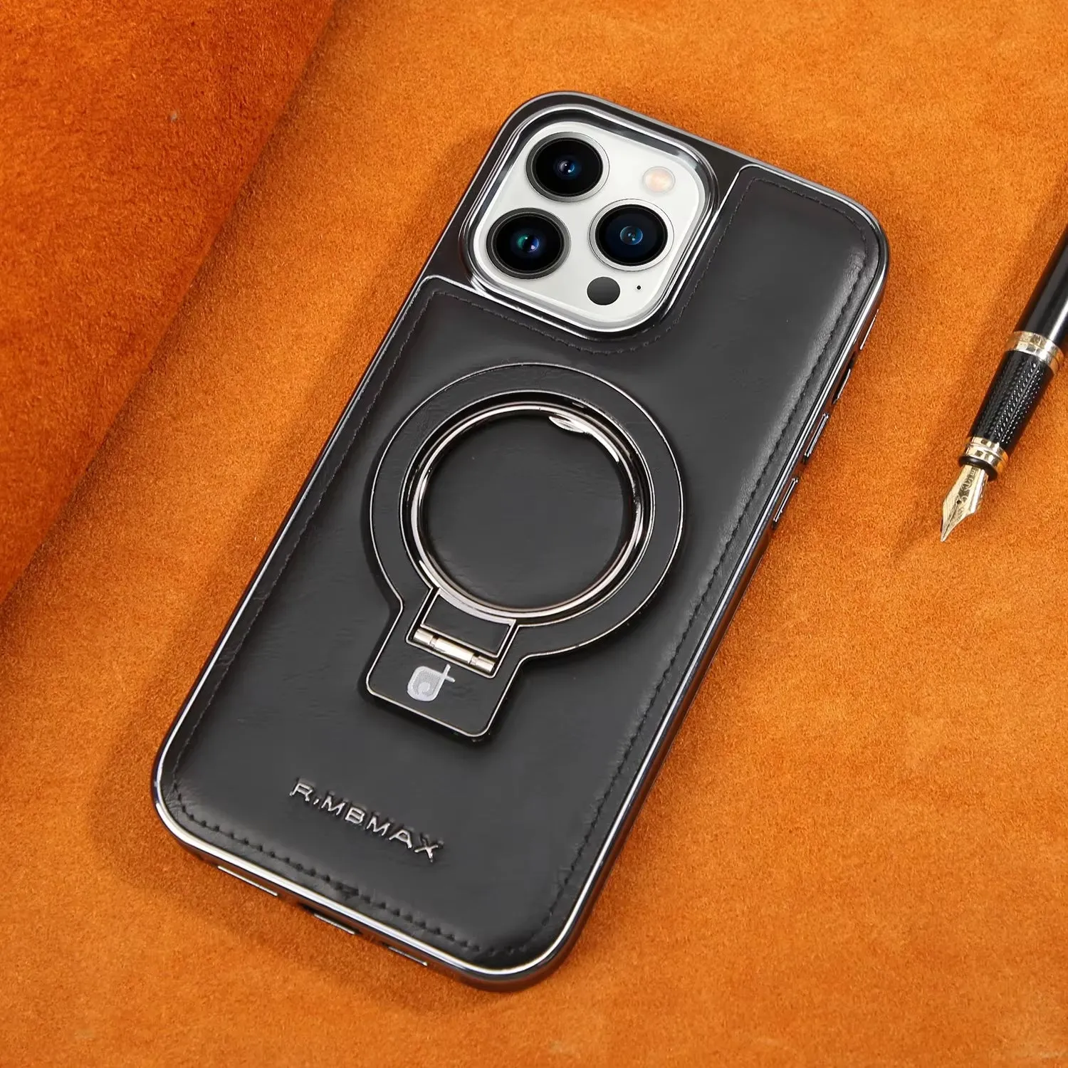 Leather Ring Holder Stand Drop Protection Case