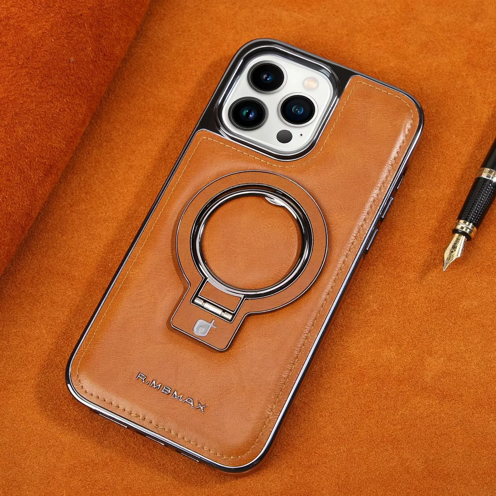 Leather Ring Holder Stand Drop Protection Case