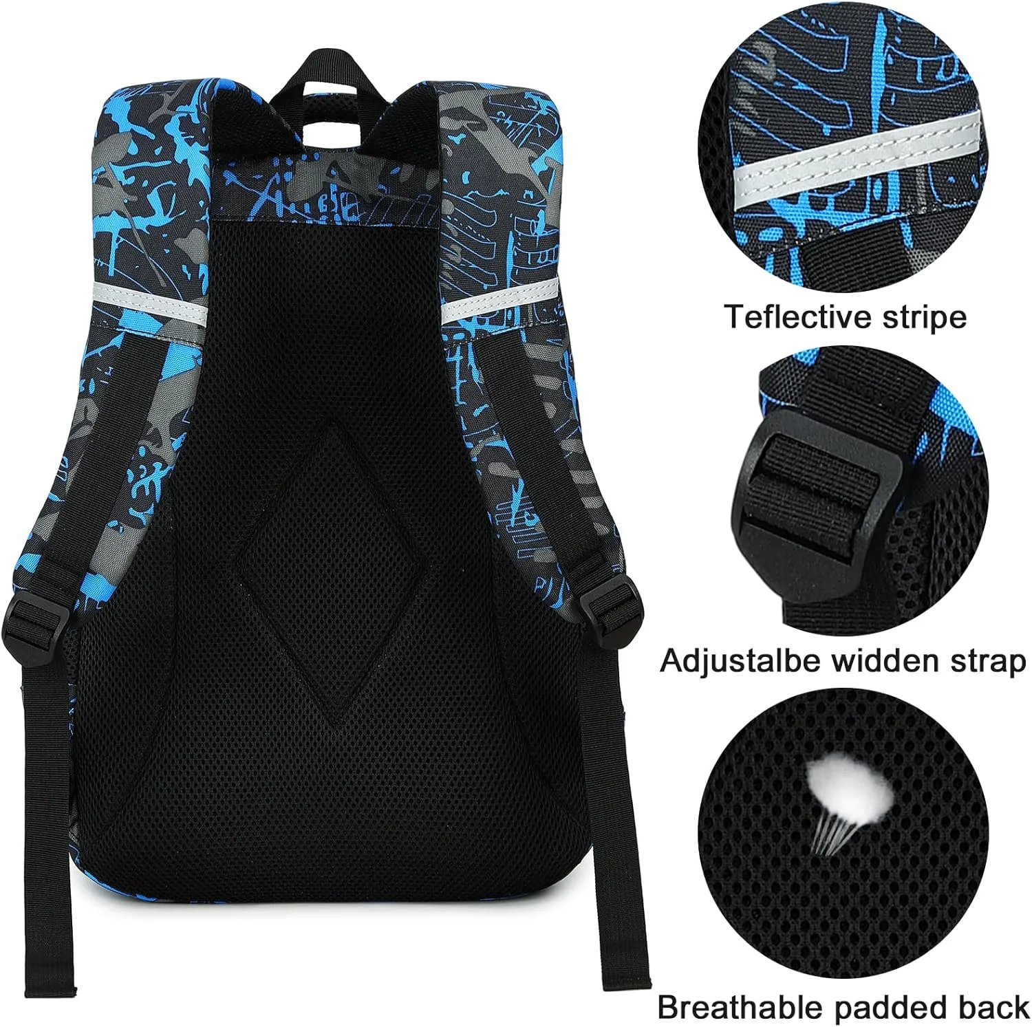 LEDAOU Backpack for Kids Boys School Bags Teen Bookbags Set School Backpack with Lunch Box and Pencil Case