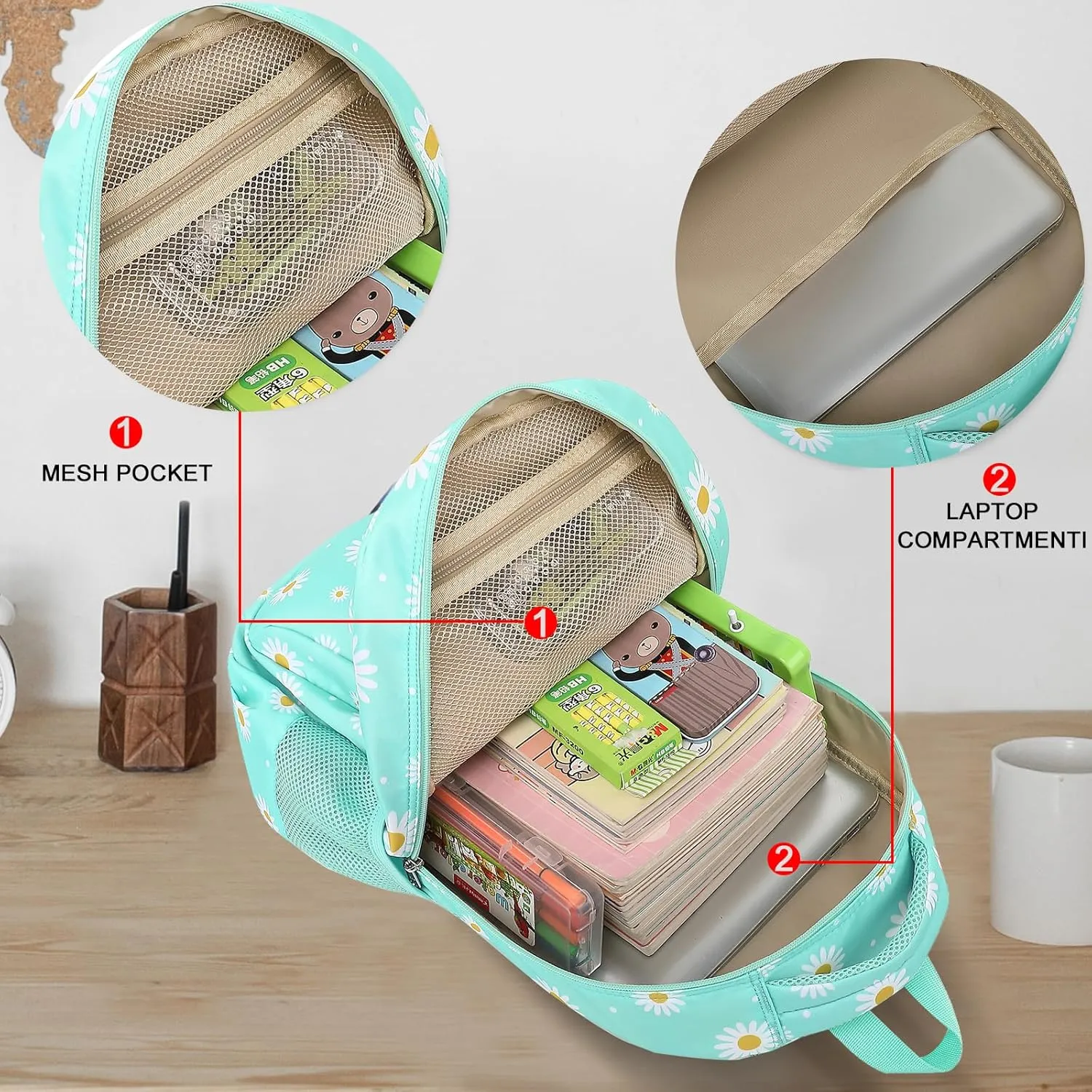 LEDAOU Backpack for Kids Boys School Bags Teen Bookbags Set School Backpack with Lunch Box and Pencil Case