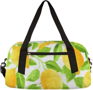 Lemon Fruit Leaves Kids Duffel Bag for Girls Boys Teens, Lemon Pixel Wind Dance Bag Overnight Small Duffel Bag Carry On Weekend Sports Gym Travel Bag for School Practice Gymnastics Ballet