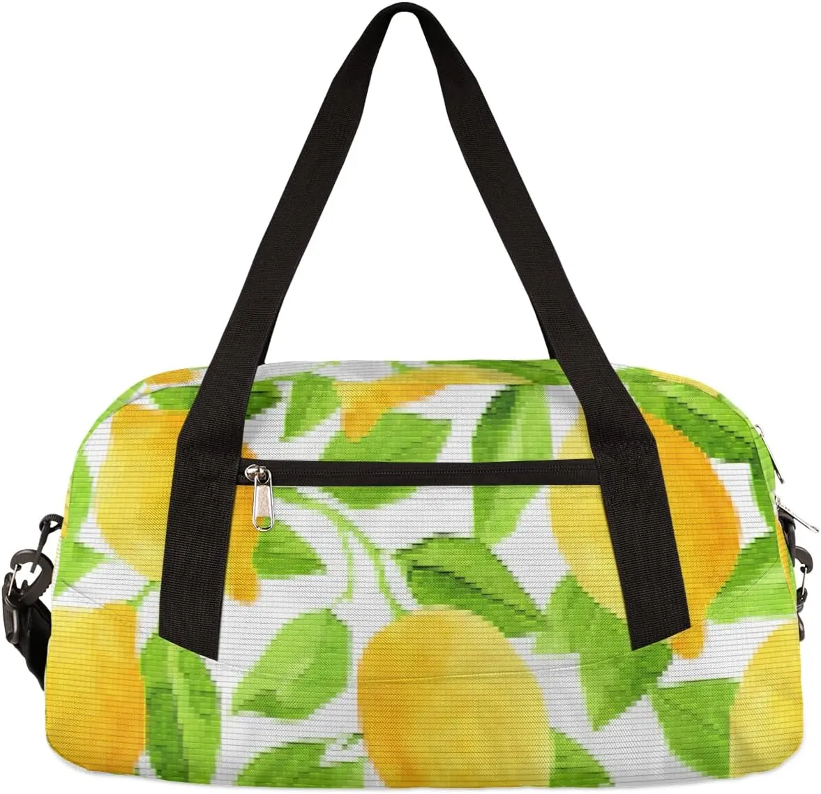 Lemon Fruit Leaves Kids Duffel Bag for Girls Boys Teens, Lemon Pixel Wind Dance Bag Overnight Small Duffel Bag Carry On Weekend Sports Gym Travel Bag for School Practice Gymnastics Ballet