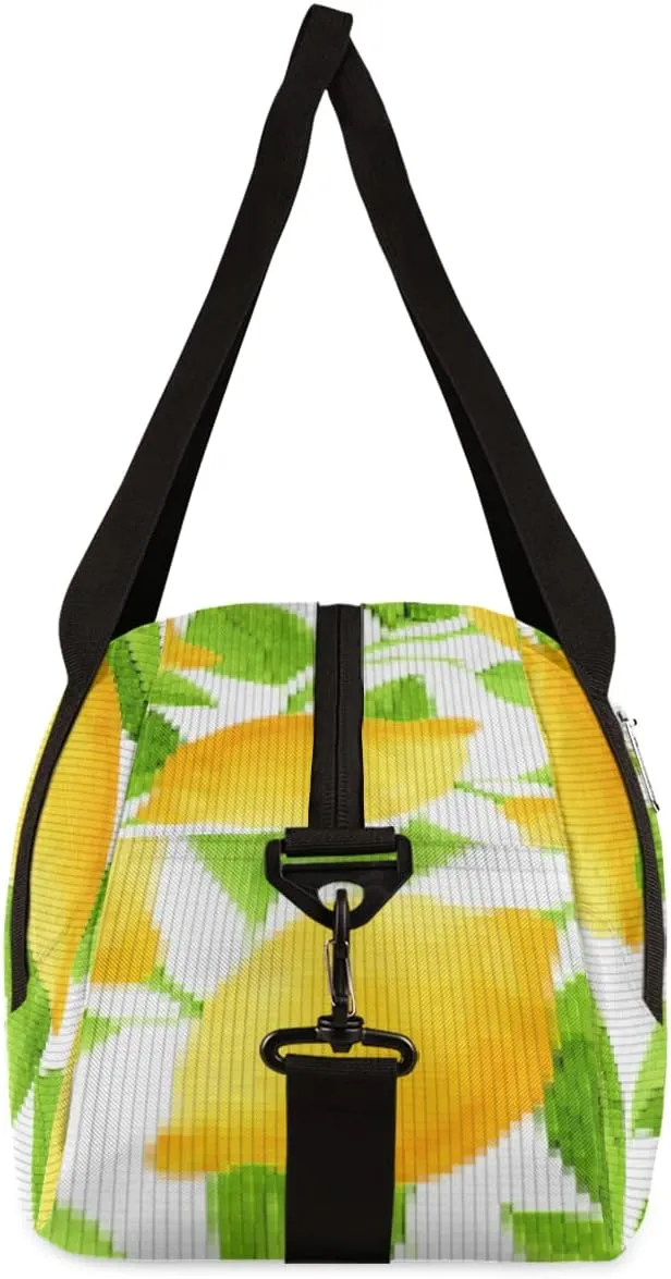 Lemon Fruit Leaves Kids Duffel Bag for Girls Boys Teens, Lemon Pixel Wind Dance Bag Overnight Small Duffel Bag Carry On Weekend Sports Gym Travel Bag for School Practice Gymnastics Ballet