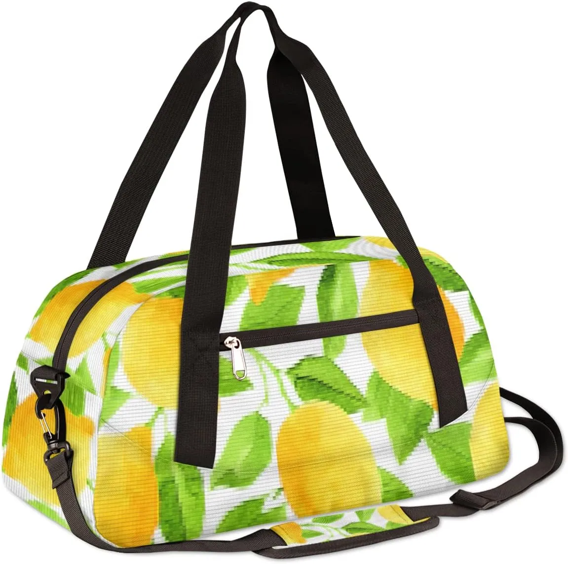 Lemon Fruit Leaves Kids Duffel Bag for Girls Boys Teens, Lemon Pixel Wind Dance Bag Overnight Small Duffel Bag Carry On Weekend Sports Gym Travel Bag for School Practice Gymnastics Ballet
