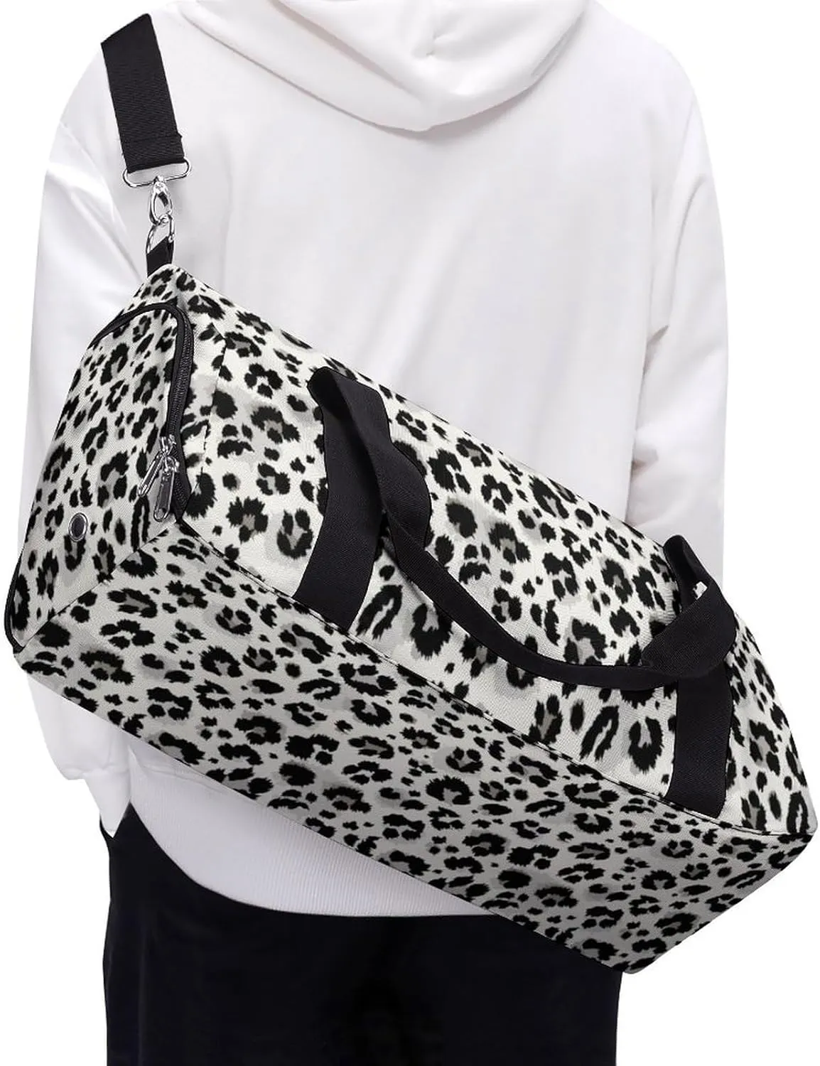 Leopard Print Sport Gym Duffle Travel Bag with Shoe Compartment,Wet Pocket for Men And Women