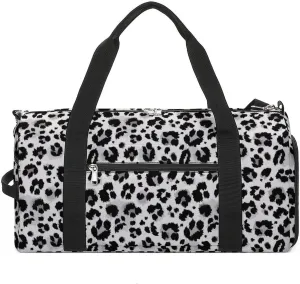 Leopard Print Sport Gym Duffle Travel Bag with Shoe Compartment,Wet Pocket for Men And Women