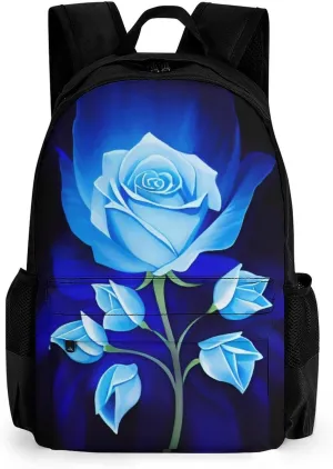 Lightweight Backpack for Gym Travel Bicycle - Big Capacity Multipurpose Anti-Theft Carry On Bag, Burning Blue Rose Art Travel Hiking Bag & Day Pack