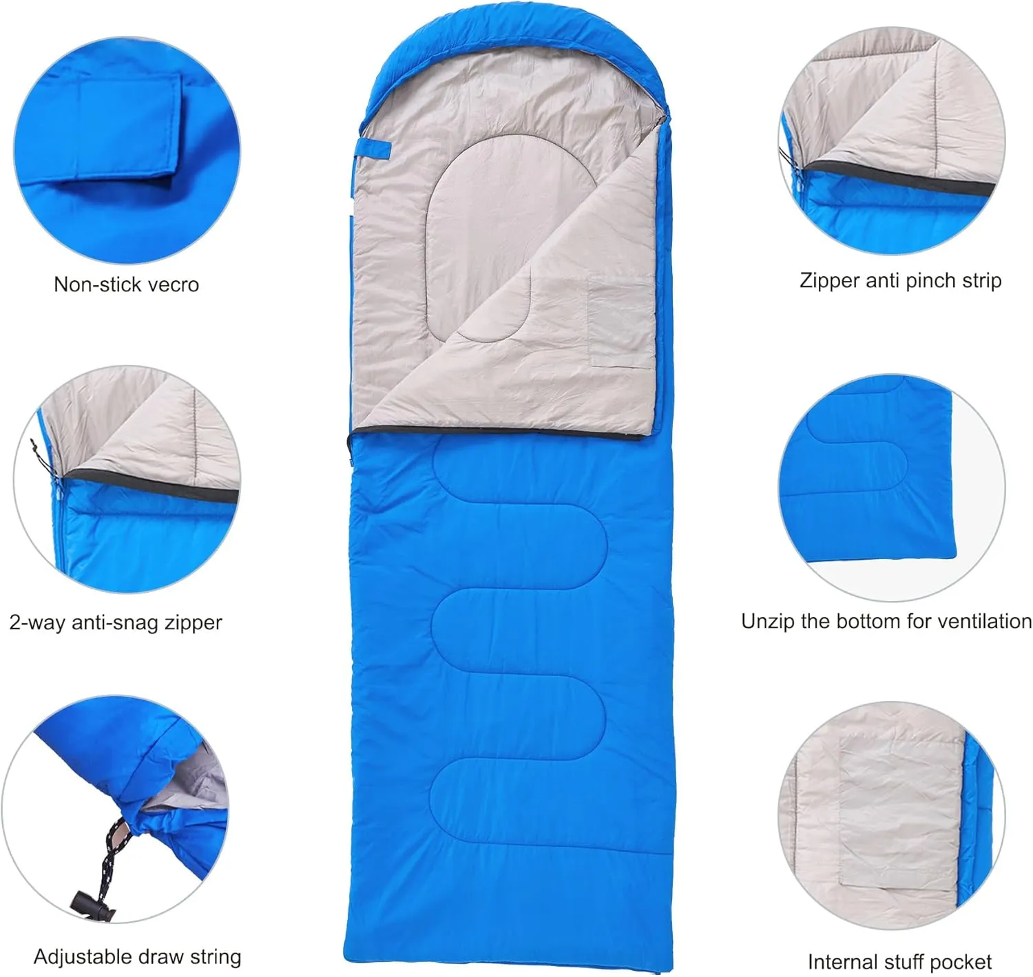 Lightweight Sleeping Bag 2.43lbs, Backpacking Sleeping Bag 46℉-59℉, Nylon Shell and Lining, Waterproof, Compact, Ultralight Sleeping Bag for Backpacking Camping Hiking
