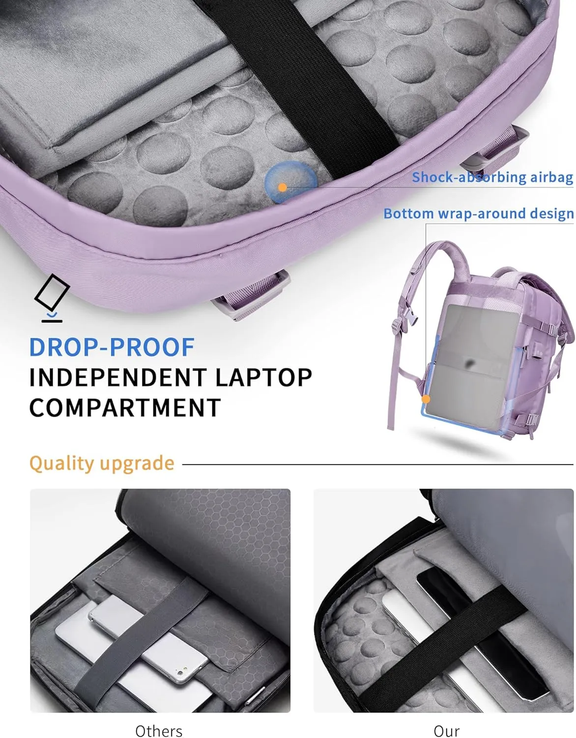 LIVACASA Waterproof Travel Backpack for Women, 40L Airline Approved Carry on Laptop Backpack with Compartment and USB Port