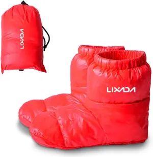 Lixada Ultralight Winter Duck Down Booties Warm Socks Slippers Warm Soft Cozy Water-Resistant for Camping Sleeping Bag Men Women Winter Duck Down Booties Slipper Boots