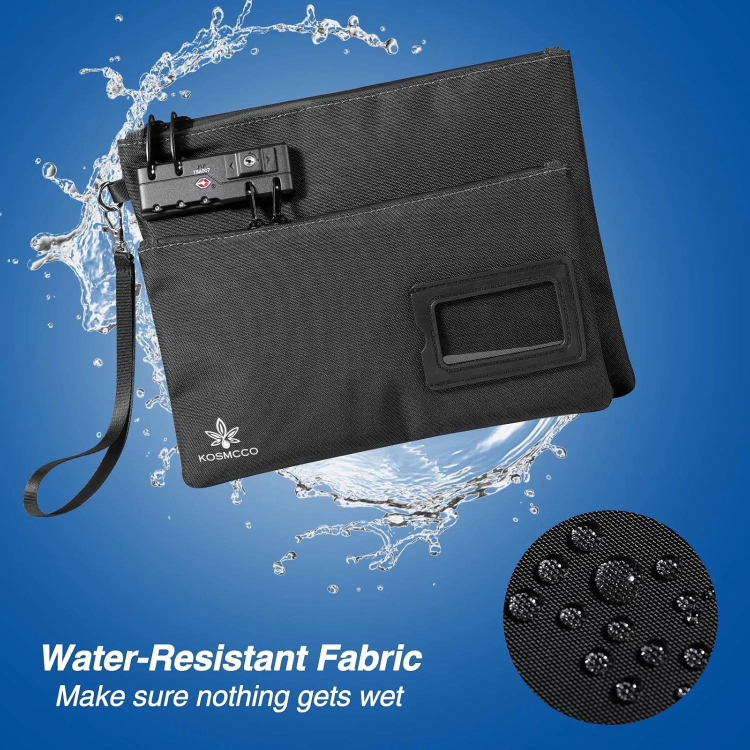 Lockable Money Bag - 11x8.6 Inch Durable Nylon Bank Pouch Travel Organizer for Passport, Cash, Medicine, Notary Supplies & Valuables (Black)