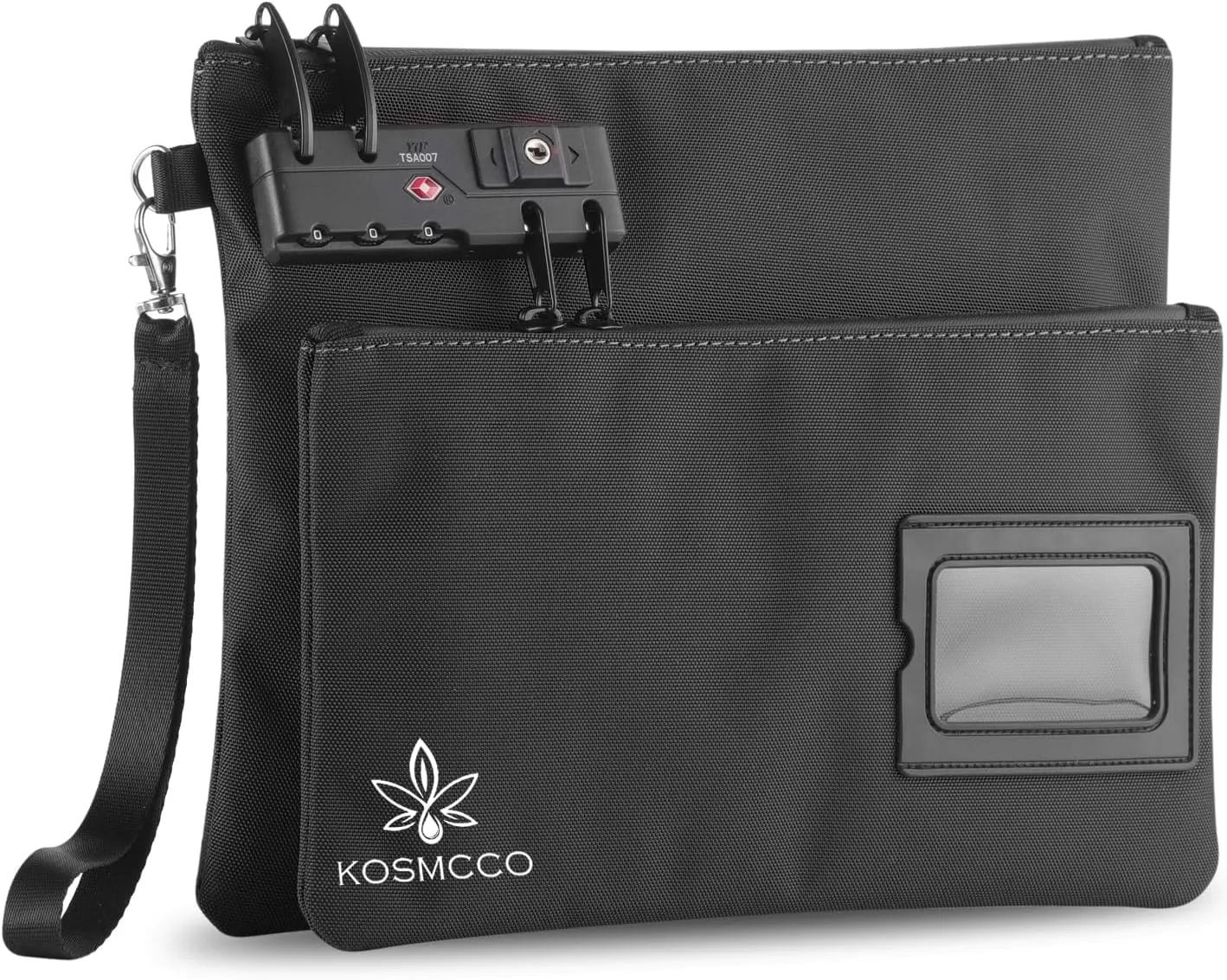 Lockable Money Bag - 11x8.6 Inch Durable Nylon Bank Pouch Travel Organizer for Passport, Cash, Medicine, Notary Supplies & Valuables (Black)