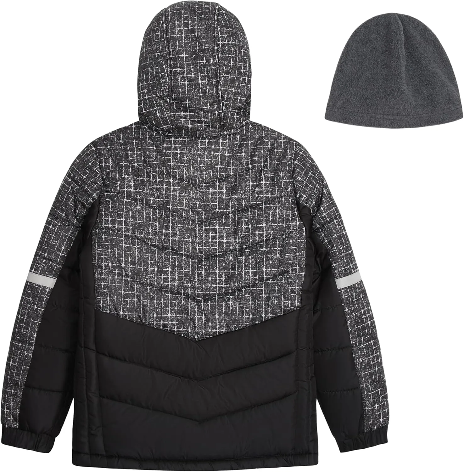LONDON FOG Boys' Heavyweight Hooded Puffer Jacket with Sherpa-Lined Hood & Fleece Beanie