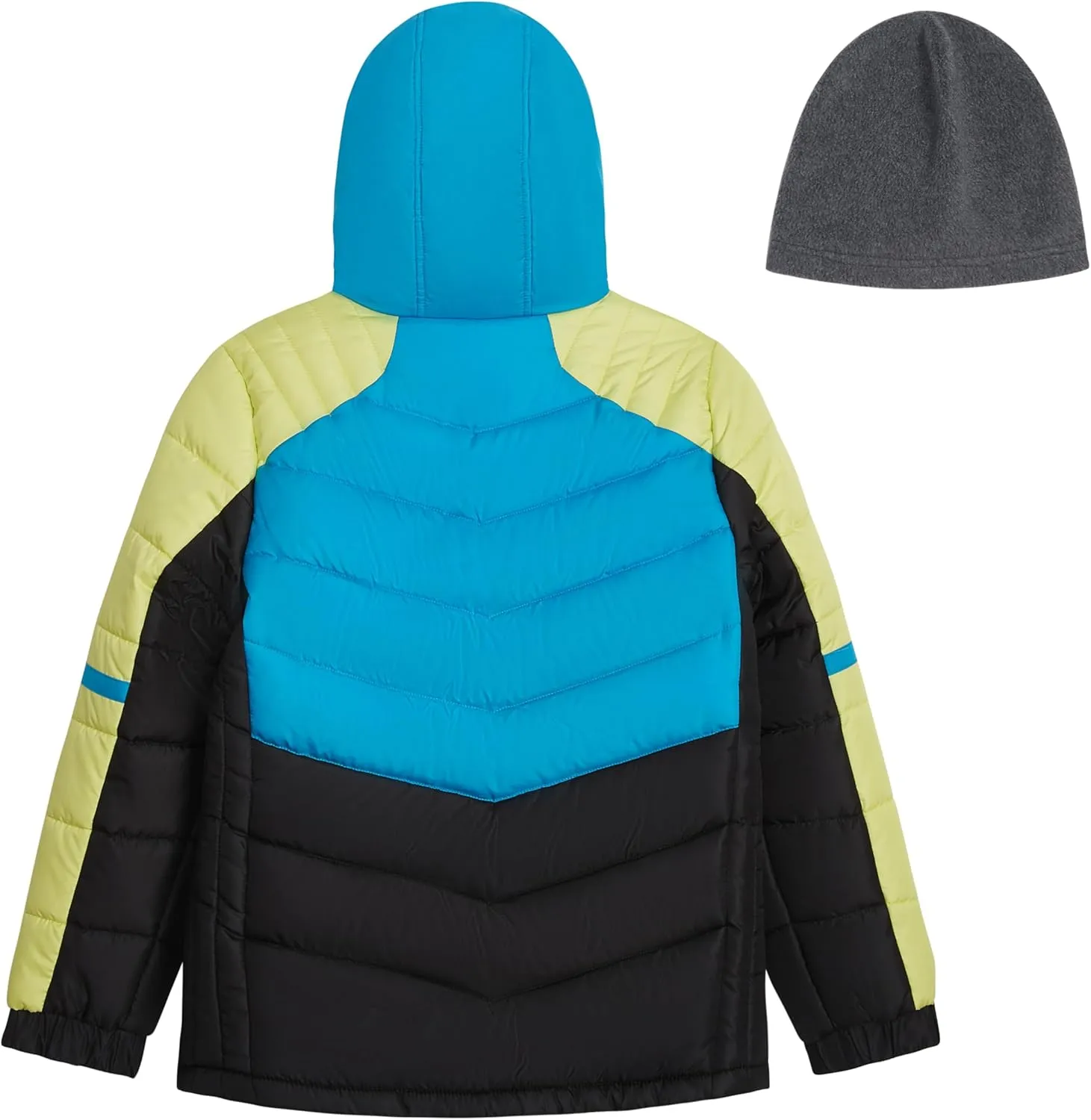 LONDON FOG Boys' Heavyweight Hooded Puffer Jacket with Sherpa-Lined Hood & Fleece Beanie