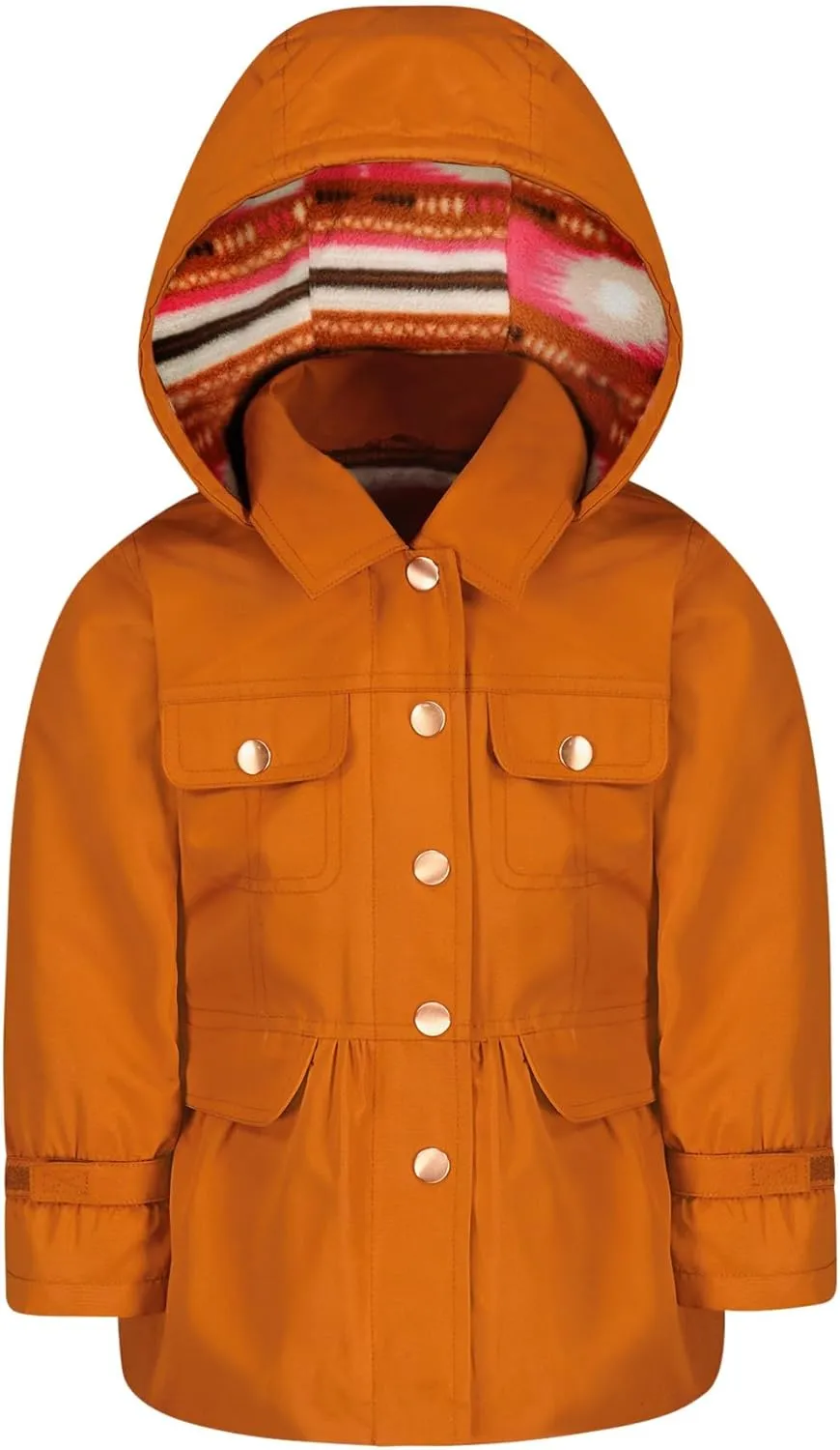 LONDON FOG Girls' Midweight Flounce Hem Utililty Trench with Hood