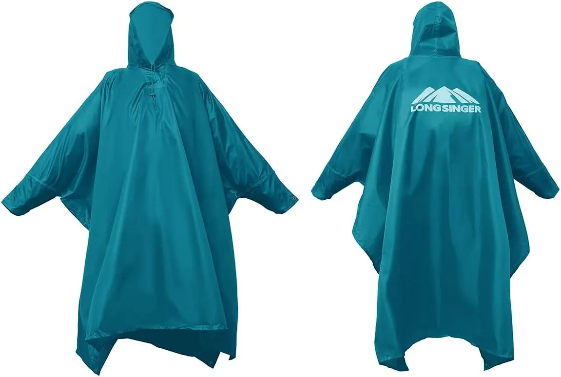 longsinger Rain Poncho for Adult, Waterproof Rain Poncho with Hood and Sleeve, Ideal for Hiking, Hunting, Camping