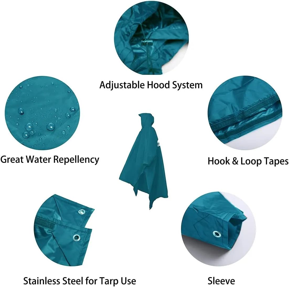 longsinger Rain Poncho for Adult, Waterproof Rain Poncho with Hood and Sleeve, Ideal for Hiking, Hunting, Camping
