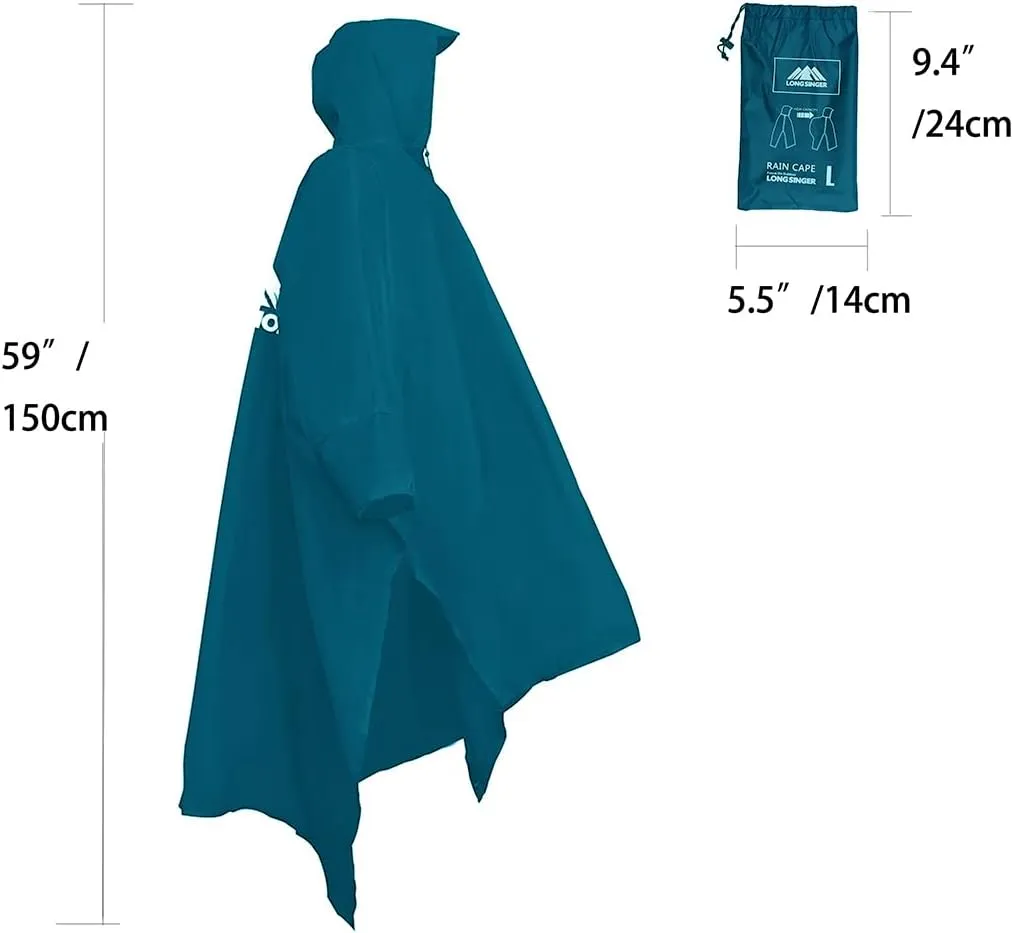 longsinger Rain Poncho for Adult, Waterproof Rain Poncho with Hood and Sleeve, Ideal for Hiking, Hunting, Camping