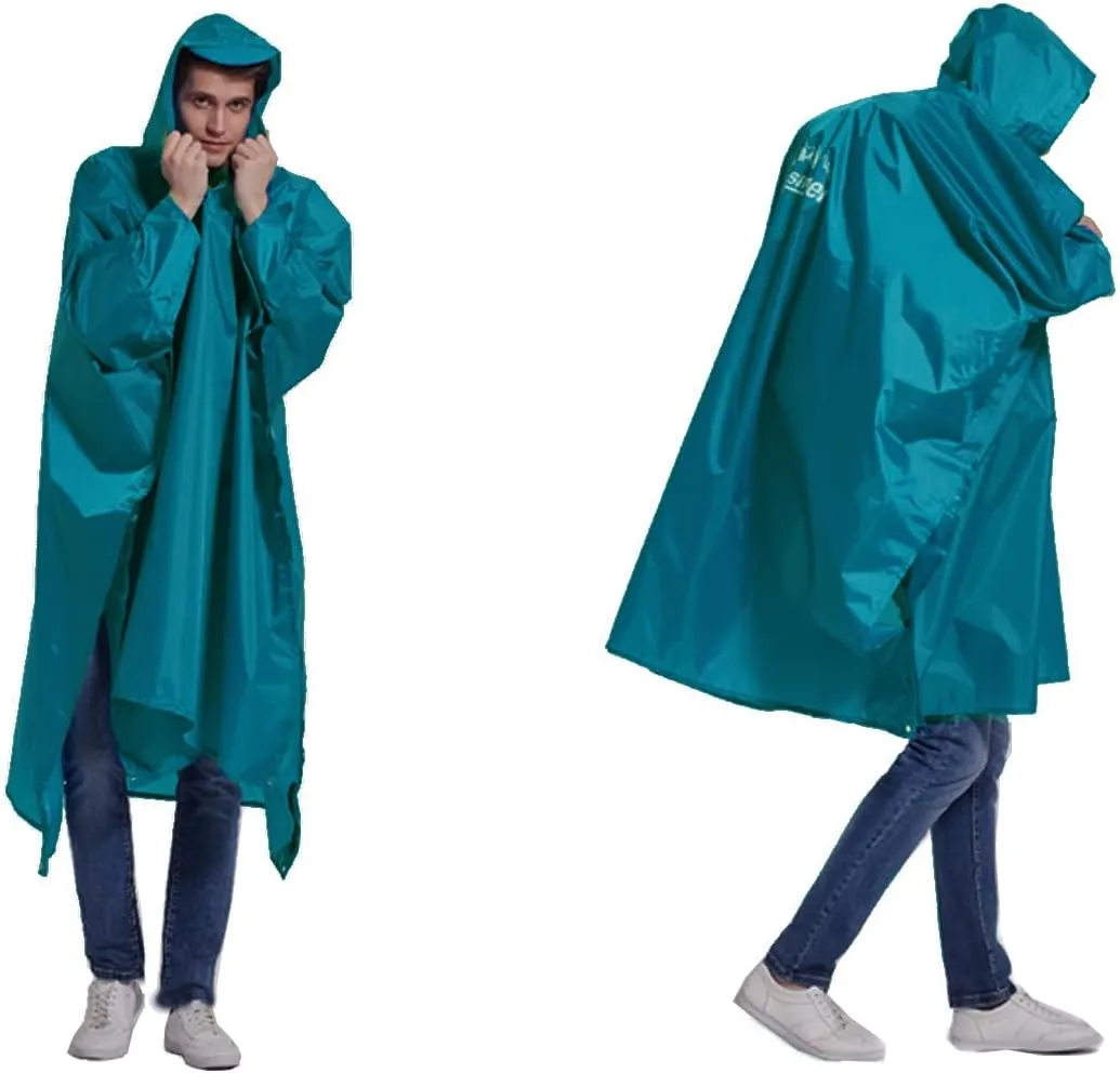 longsinger Rain Poncho for Adult, Waterproof Rain Poncho with Hood and Sleeve, Ideal for Hiking, Hunting, Camping