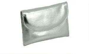 LONI Ladies Faux Leather Wallet Clutch Bag Purse Coin Pouch in Metallic Silver