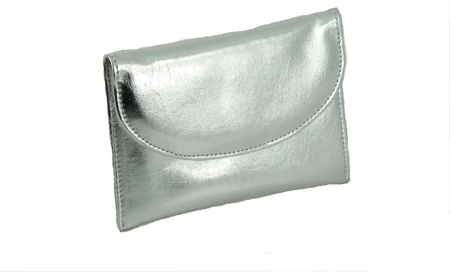 LONI Ladies Faux Leather Wallet Clutch Bag Purse Coin Pouch in Metallic Silver