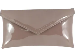 LONI Womens Neat Envelope Faux Leather Patent Clutch Bag/Shoulder Bag