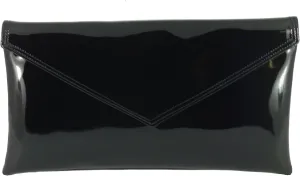 LONI Womens Neat Envelope Faux Leather Patent Clutch Bag/Shoulder Bag
