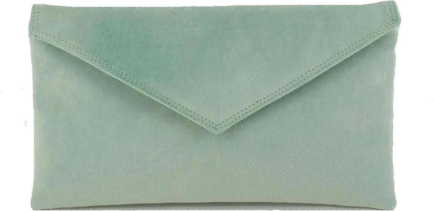 LONI Womens Neat Envelope Faux Suede Clutch Bag/Shoulder Bag
