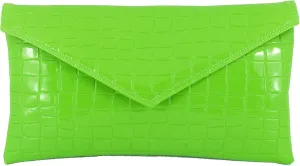 LONI Womens Neat envelope patent crocodile clutch bag